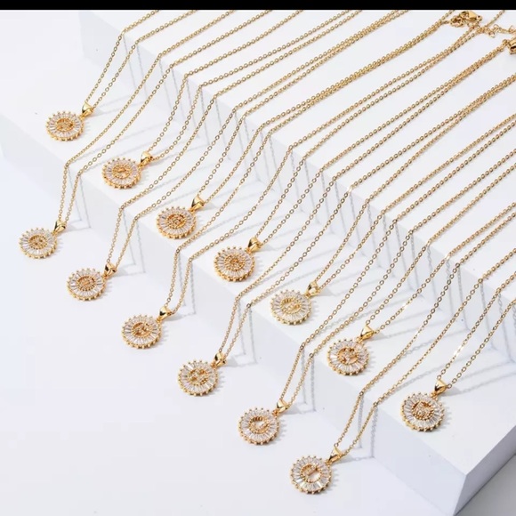 Silver Initial Crystal Pendant Necklace A-Z - Picture 6 of 10